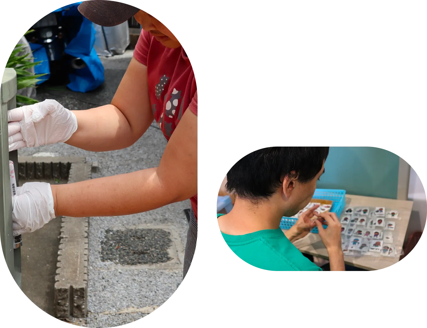 ポスティング作業をする様子