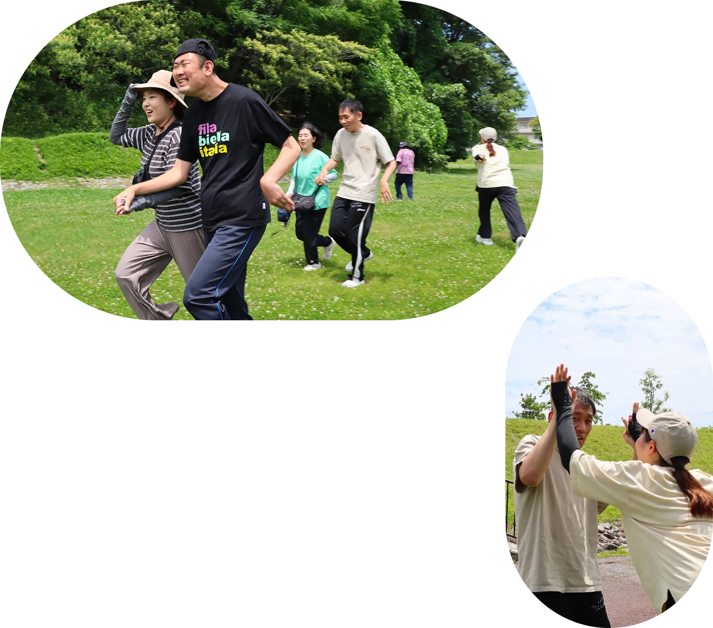 屋外で運動をする様子